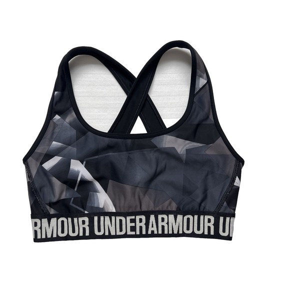 Under Armour Compression Crossback Sports Bra  Sz S Woman’s Black Grey White - Picture 1 of 5